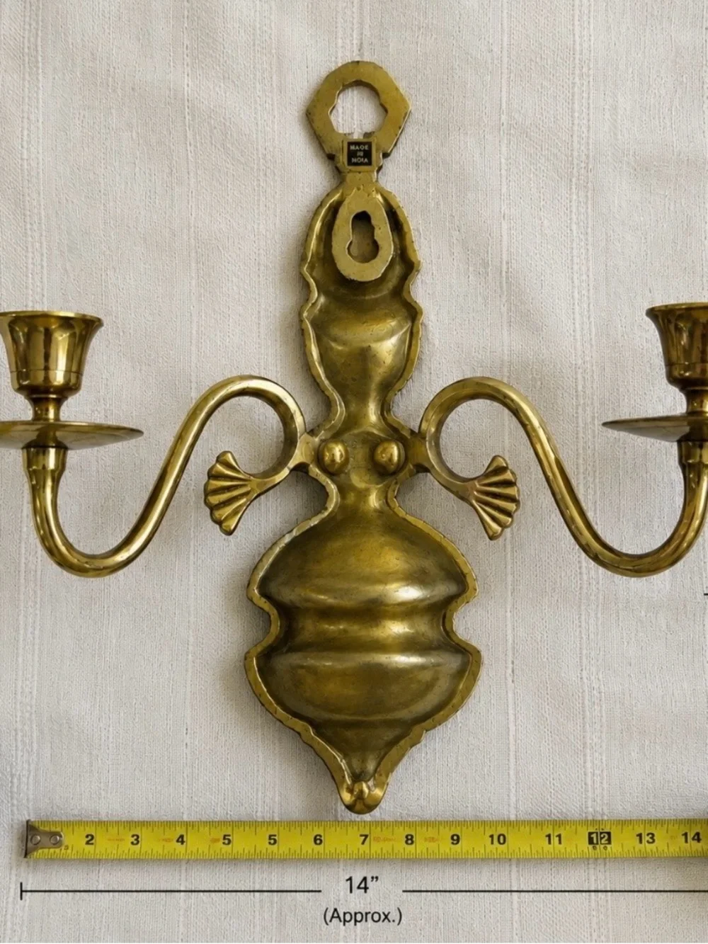 VTG Brass Wall Sconces Made in India Chinoiserie Rococo Revival Candleholders